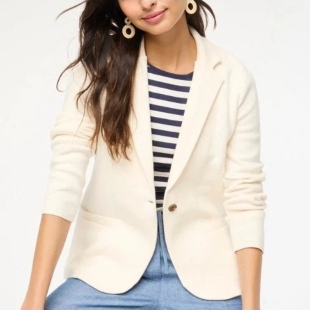 J. Crew Schoolboy Sweater Blazer In Cream Size M